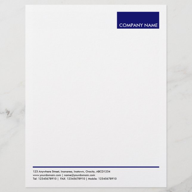 Rectangle - Deep Navy Customised Letterhead (Front)