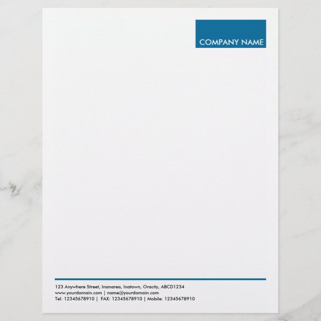 Rectangle - Desert Blue Customized Letterhead (Front)