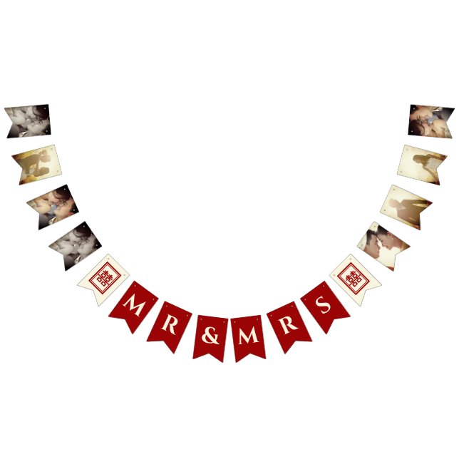 Rectangle Double Happiness Chinese Wedding Photo Bunting (All)