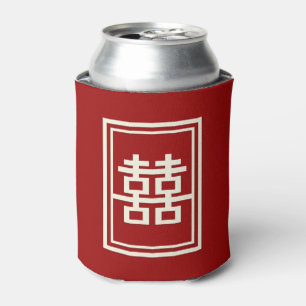 Rectangle Double Happiness Classic Chinese Wedding Can Cooler