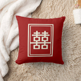 Rectangle Double Happiness Classic Chinese Wedding Cushion