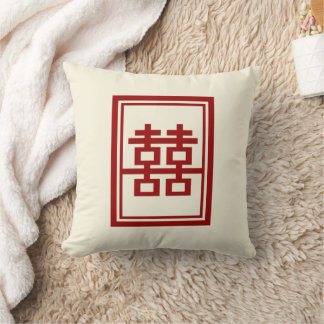 Rectangle Double Happiness Classic Chinese Wedding Cushion