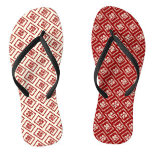 Rectangle Double Happiness Classic Chinese Wedding Flip Flops