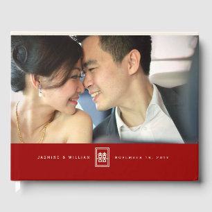Rectangle Double Happiness Classic Chinese Wedding Guest Book