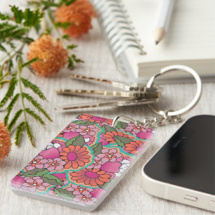 Rectangle double sided keychain. key ring