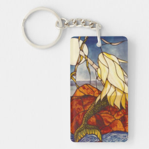 Rectangle Keyring - Stain Glass Style Mermaid