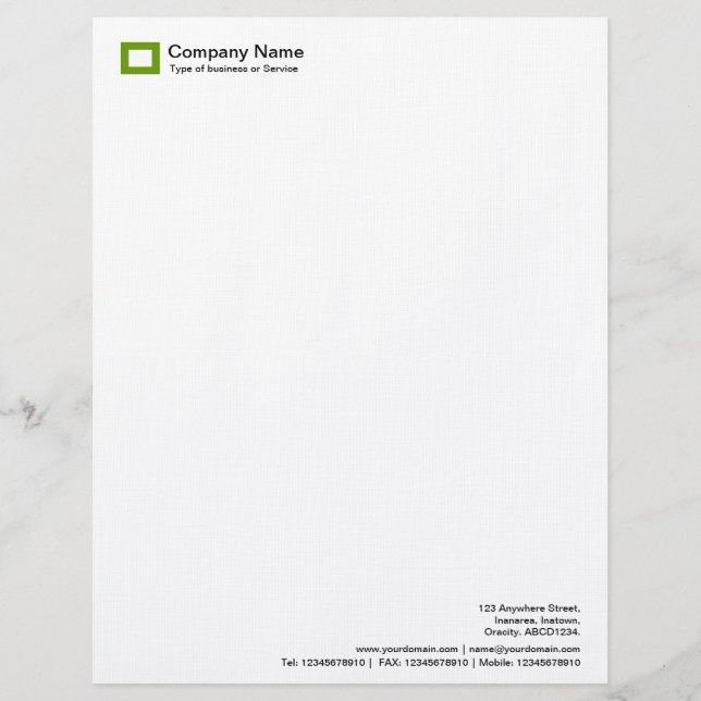 Rectangle Logo - Avocado Green Customised Letterhead (Front)