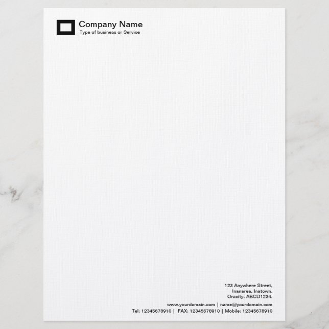 Rectangle Logo - Black Customised Letterhead (Front)