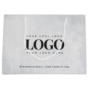 Rectangle Logo & Custom Social Media Website Grey Large Gift Bag