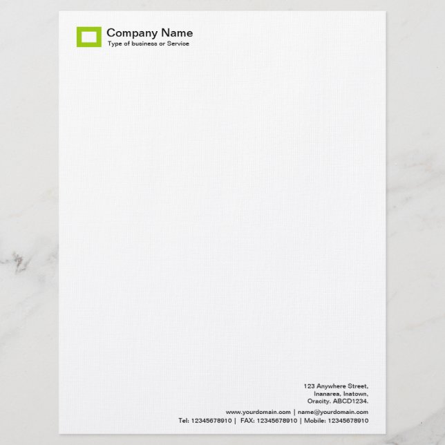 Rectangle Logo - Martian Green Personalised Letterhead (Front)