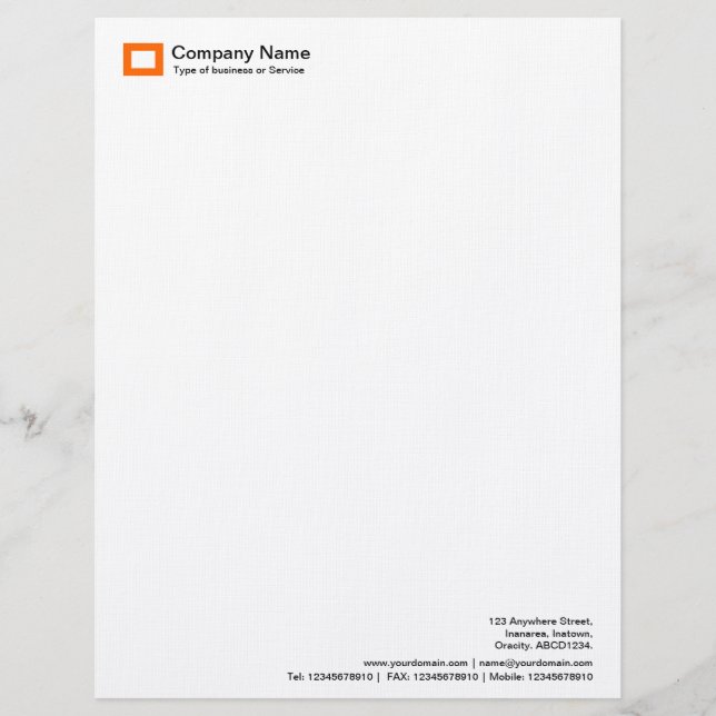 Rectangle Logo - Orange Personalised Letterhead (Front)