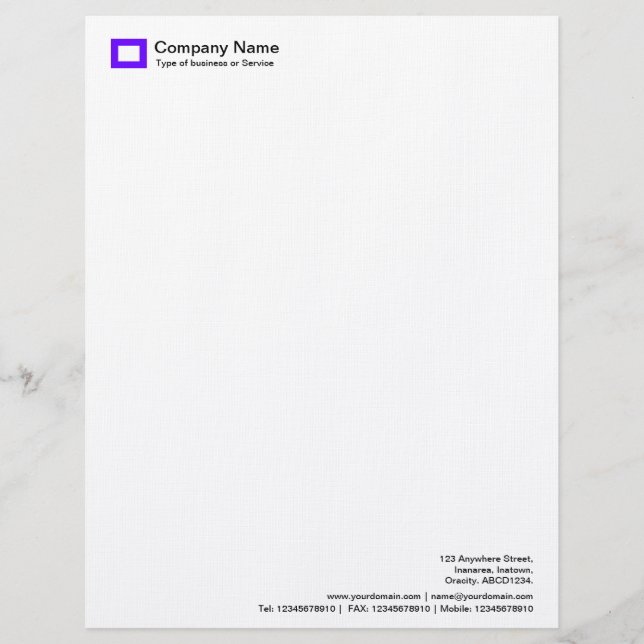 Rectangle Logo - Purple Personalized Letterhead (Front)