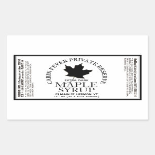 Rectangle Maple Syrup Label with Nutrition Facts