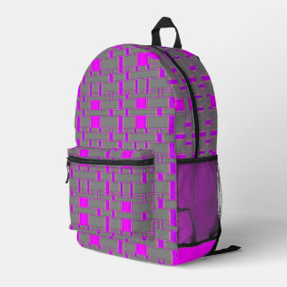 Rectangle Pattern Grey 6 Printed Backpack