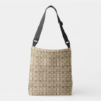 Rectangle Pattern Neutral Camel Crossbody Bag
