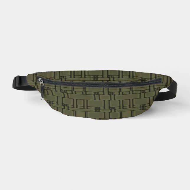 Rectangle Pattern Neutral Khaki Bum Bags (Front)