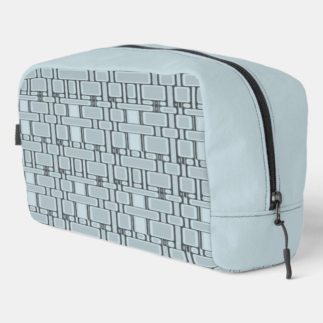 Rectangle Pattern Neutral Light Blue Dopp Kit (Right Corner)