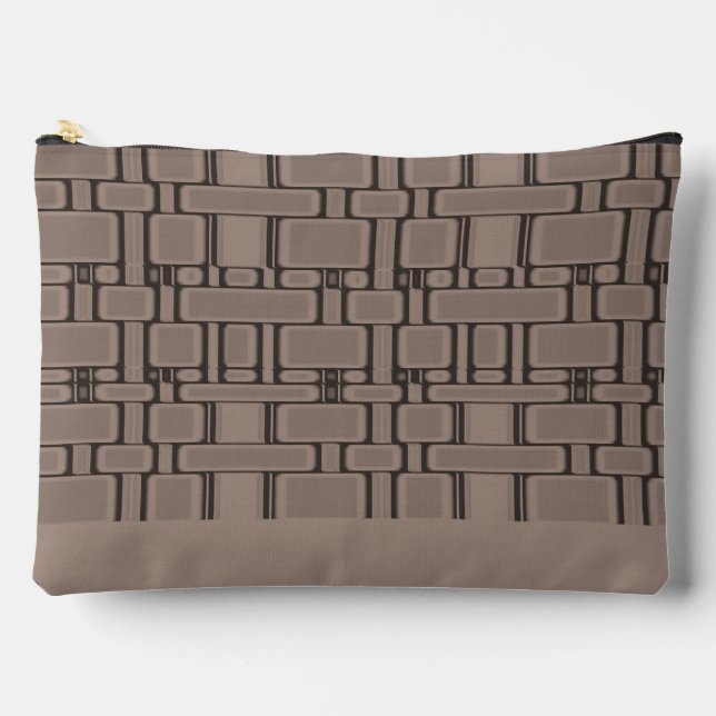 Rectangle Pattern Neutral Taupe Accessory Pouch (Front)