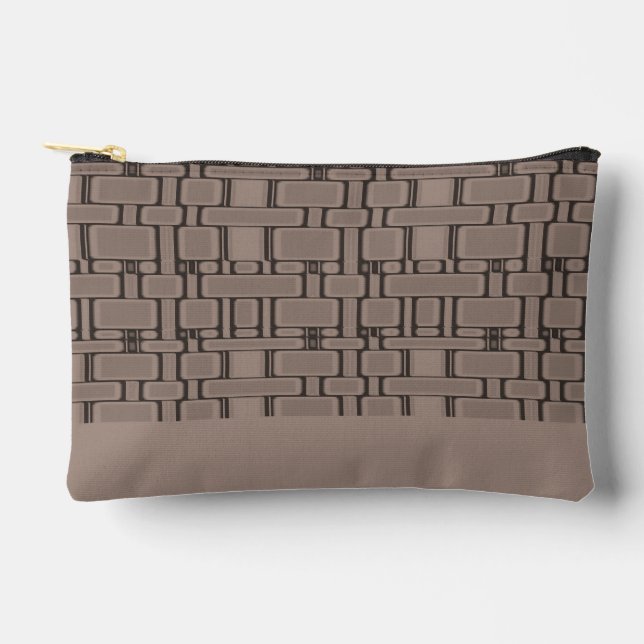 Rectangle Pattern Neutral Taupe Accessory Pouch (Front)