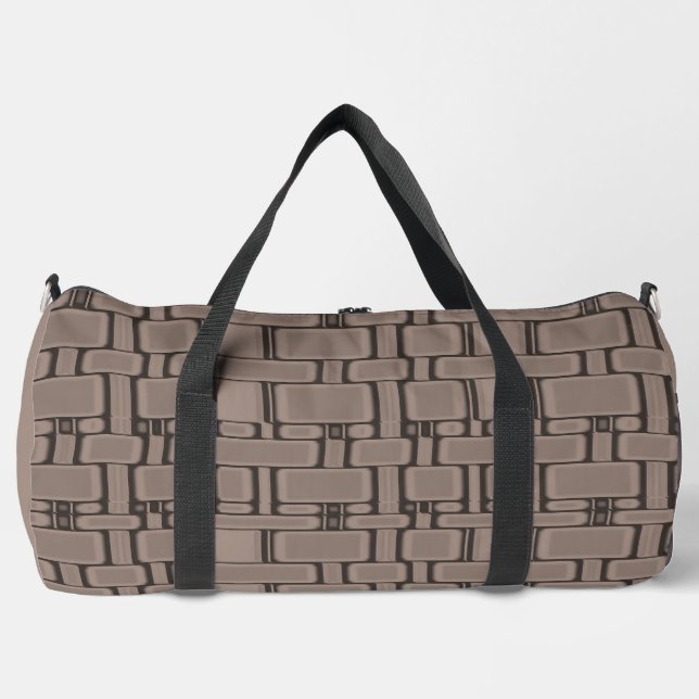 Rectangle Pattern Neutral Taupe Duffle Bag (Front)