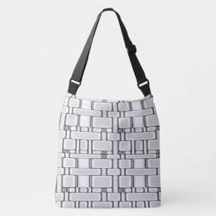 Rectangle Pattern Neutral White Crossbody Bag