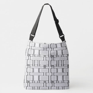 Rectangle Pattern Neutral White Crossbody Bag