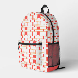 Rectangle Pattern White 12 Printed Backpack