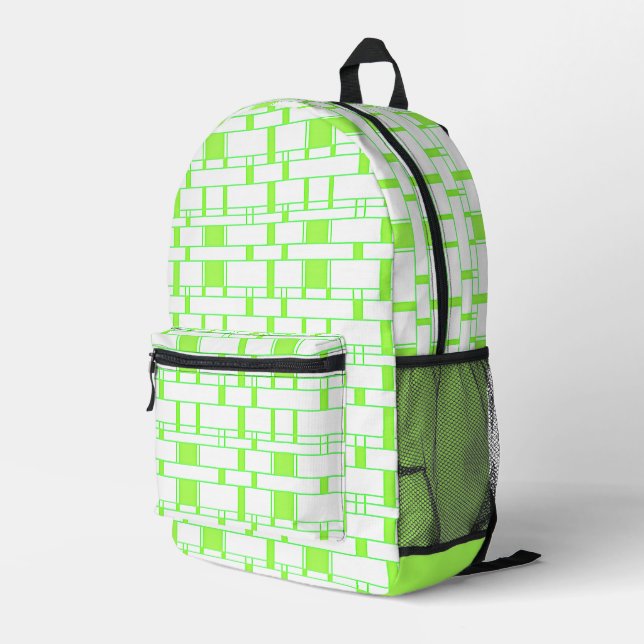 Rectangle Pattern White 15 Printed Backpack (Back Corner Right)