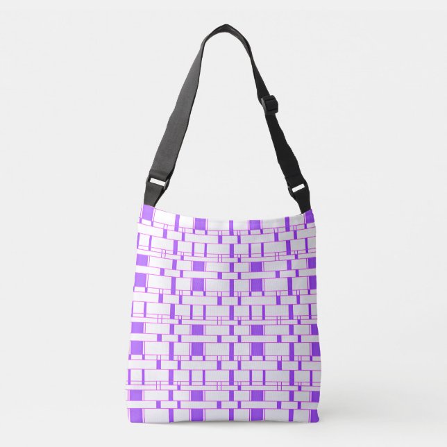 Rectangle Pattern White 9 Crossbody Bag (Front)
