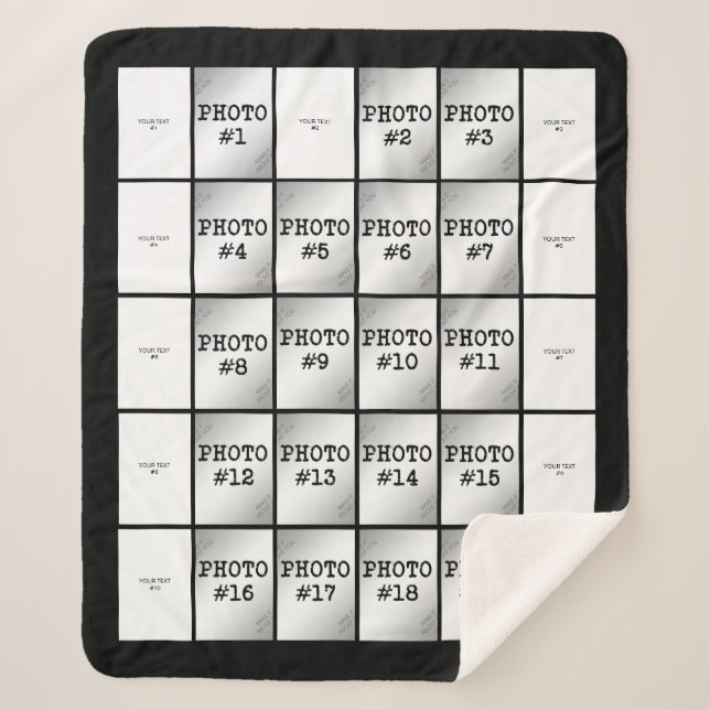 Rectangle Photo and Text Collage  Sherpa Blanket (Front)