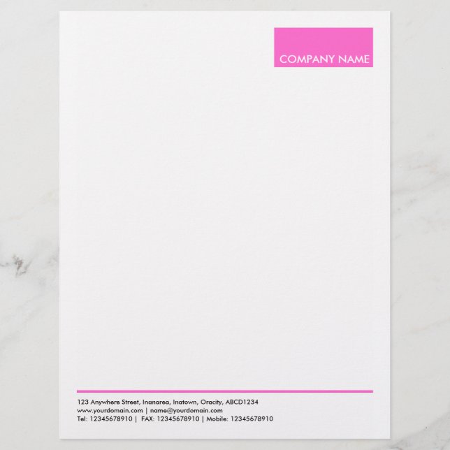 Rectangle - Pink Customized Letterhead (Front)