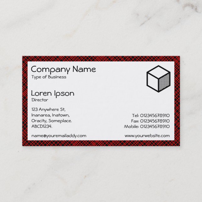 Rectangle - Red Hatched Lines Business Card (Front)