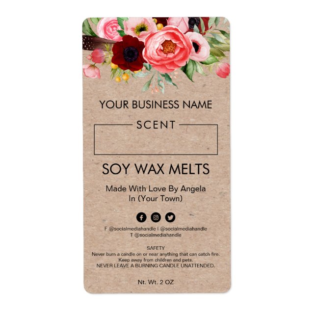 Rectangle Soy Wax Melt Labels With A Blank Space (Front)
