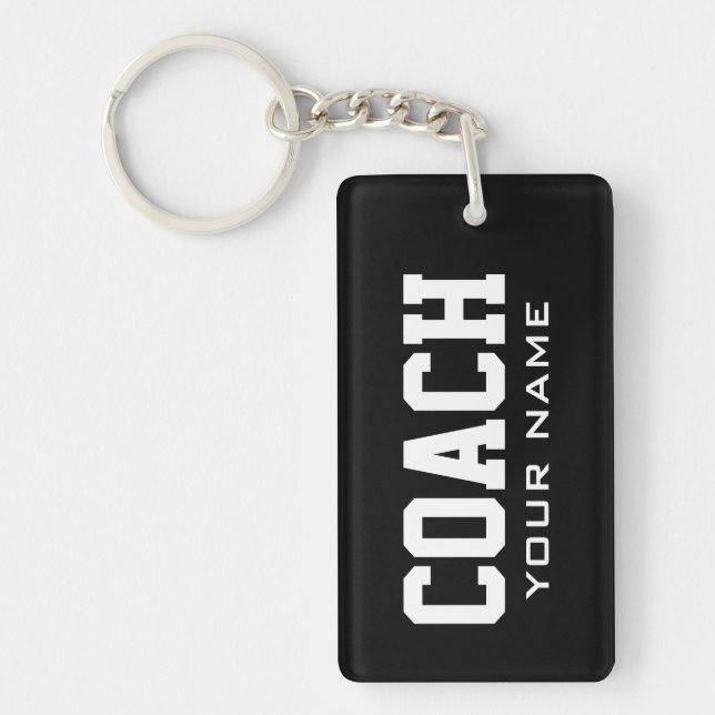 Rectangle sports coach keychain with custom name (Front)