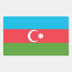 Rectangle sticker with Flag of Azerbaijan