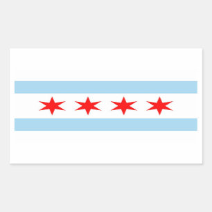 Rectangle sticker with Flag of Chicago, U.S.A.