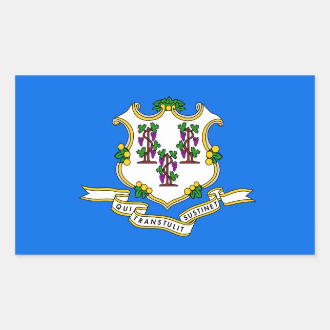 Rectangle sticker with Flag of Connecticut, U.S.A. (Front)