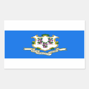 Rectangle sticker with Flag of Connecticut, U.S.A.