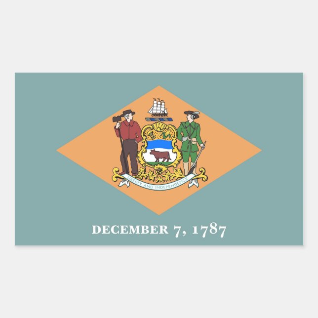 Rectangle sticker with Flag of Delaware, U.S.A. (Front)
