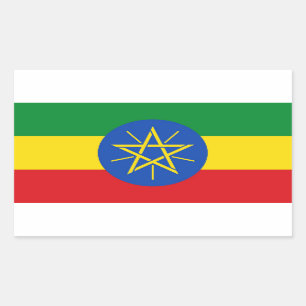 Rectangle sticker with Flag of Ethiopia