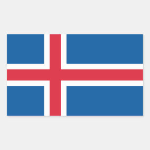 Rectangle sticker with Flag of Iceland