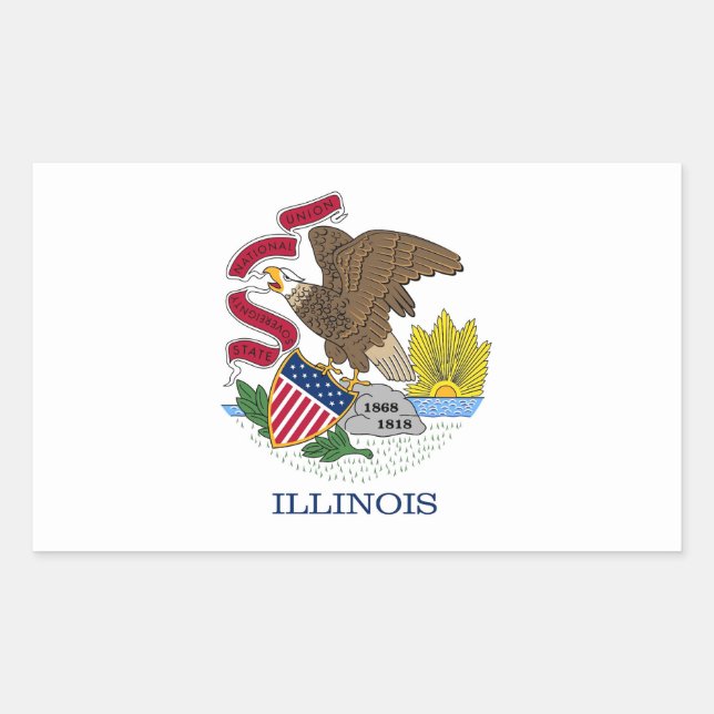 Rectangle sticker with Flag of Illinois, U.S.A. (Front)