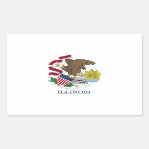 Rectangle sticker with Flag of Illinois, U.S.A.