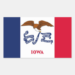 Rectangle sticker with Flag of Iowa, U.S.A.