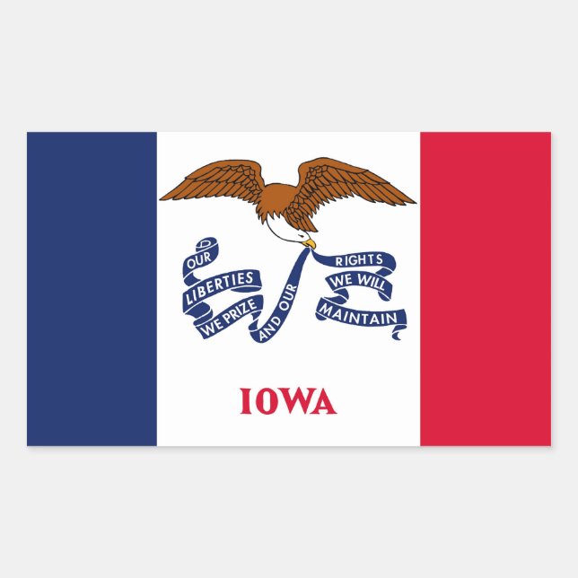 Rectangle sticker with Flag of Iowa, U.S.A. (Front)