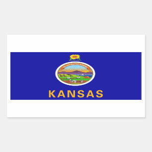 Rectangle sticker with Flag of Kansas, U.S.A.