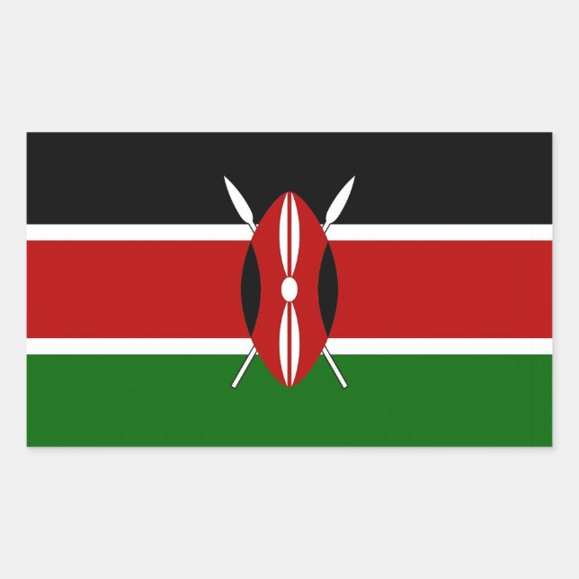 Rectangle sticker with Flag of  Kenya (Front)