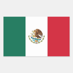 Rectangle sticker with Flag of Mexico