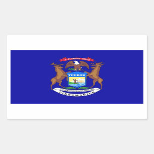 Rectangle sticker with Flag of Michigan, U.S.A.