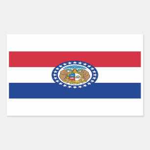 Rectangle sticker with Flag of Missouri, U.S.A.